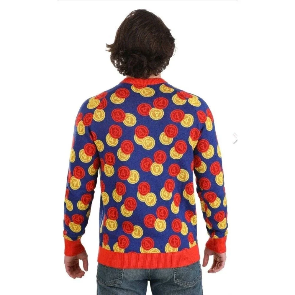 Hasbro Connect Four Adult Sweater Unisex Medium 24 Game Pieces Funny Costume NWT